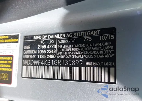 2016 Mercedes-Benz C 300 4Matic из США, поврежденный, VIN WDDWF4KB1GR135899